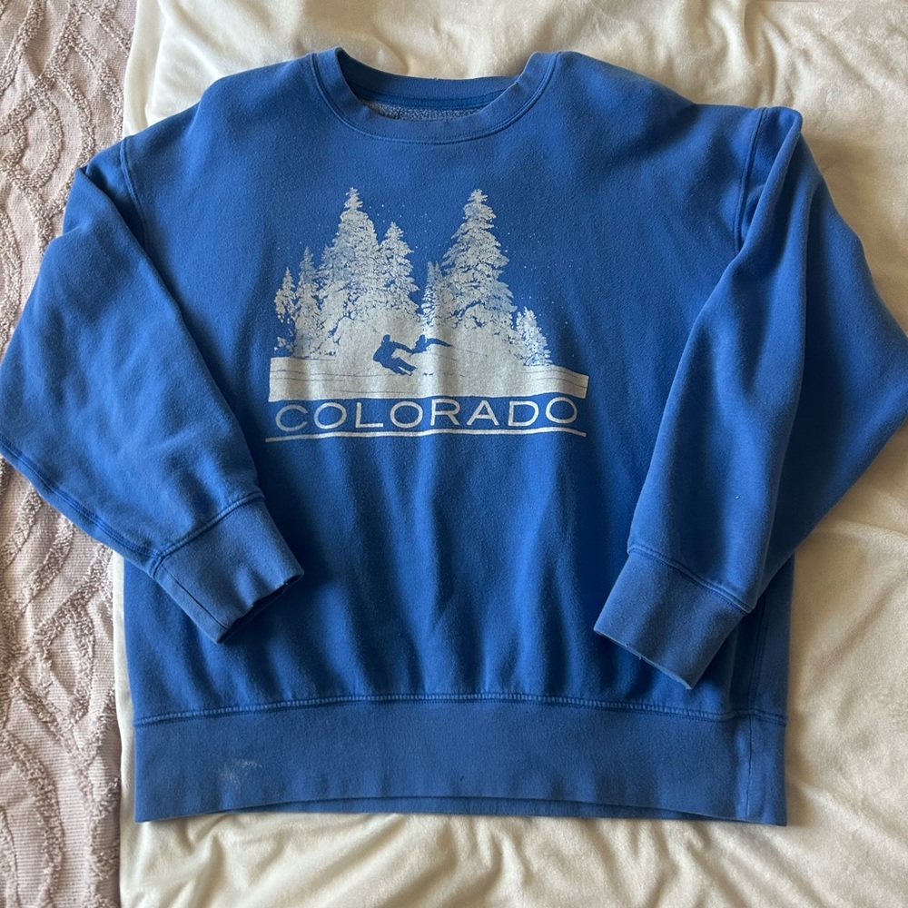 American Eagle Outfitters Blue Colorado Crewneck Sweater